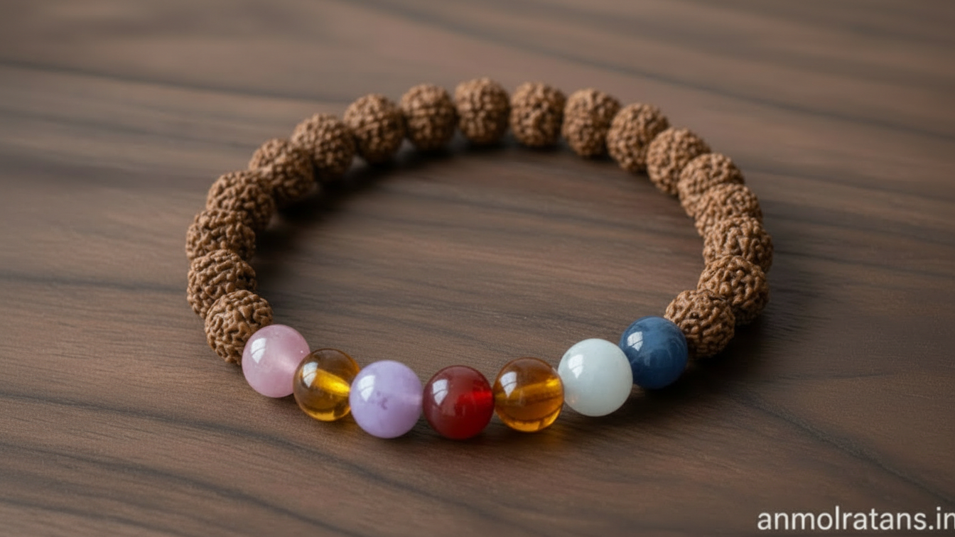 Navratna Rudraksha Bracelet for Protection, Balance & Overall Well-Being