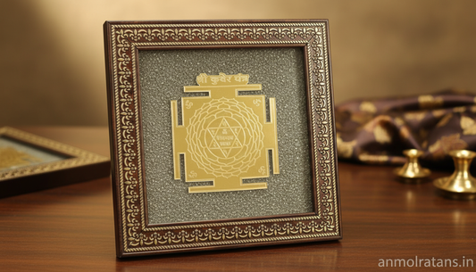 Kuber Yantra Gold Finish Frame for Wealth and Prosperity