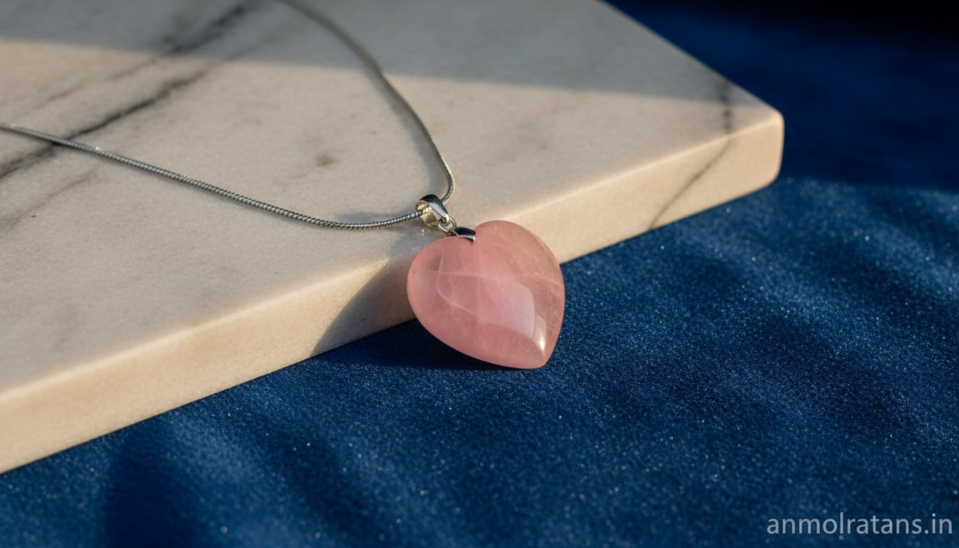 Love Heart Pendant – Rose Quartz Healing Stone Necklace for Love & Emotional Balance