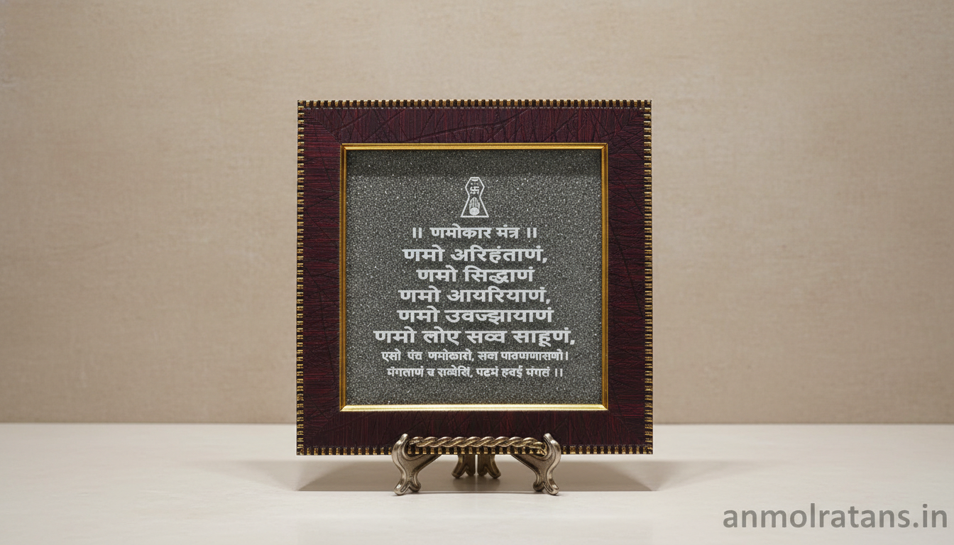 Navkar Mantra Gold Finish Frame Jain Spiritual Wall Decor