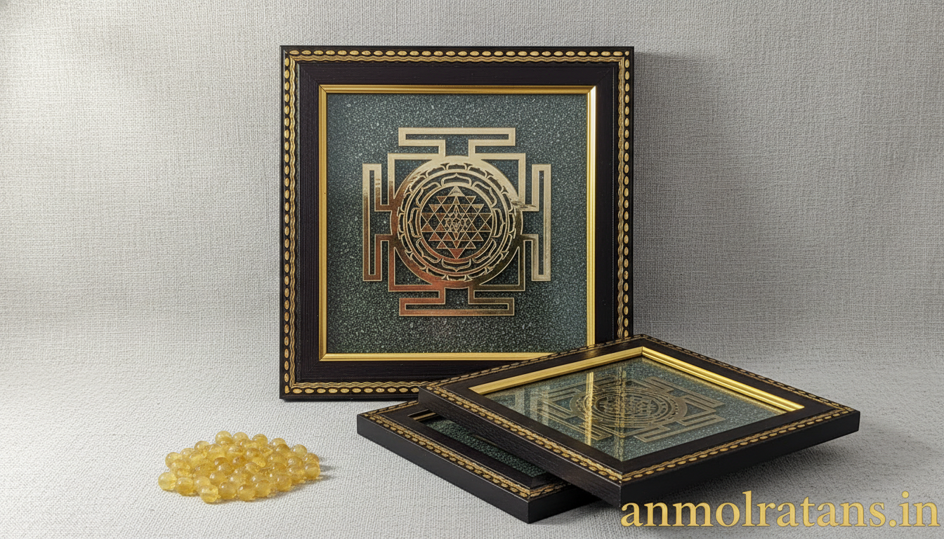 Shree Yantra Gold Finish Frame for Wealth and Success