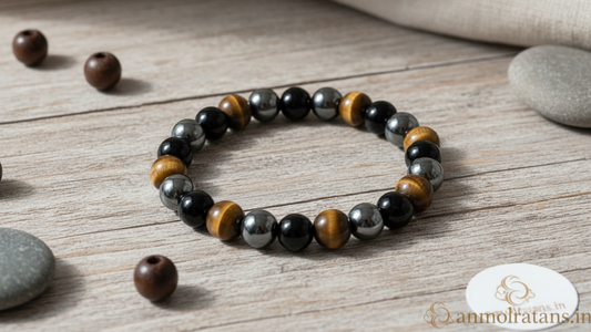 Tiger Eye Hematite & Black Onyx Bracelet for Protection, Confidence & Strength