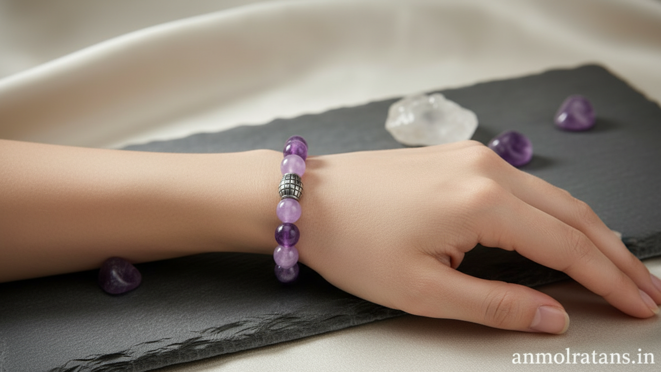 Amethyst Bracelet for Stress Relief, Calm Mind & Mental Peace