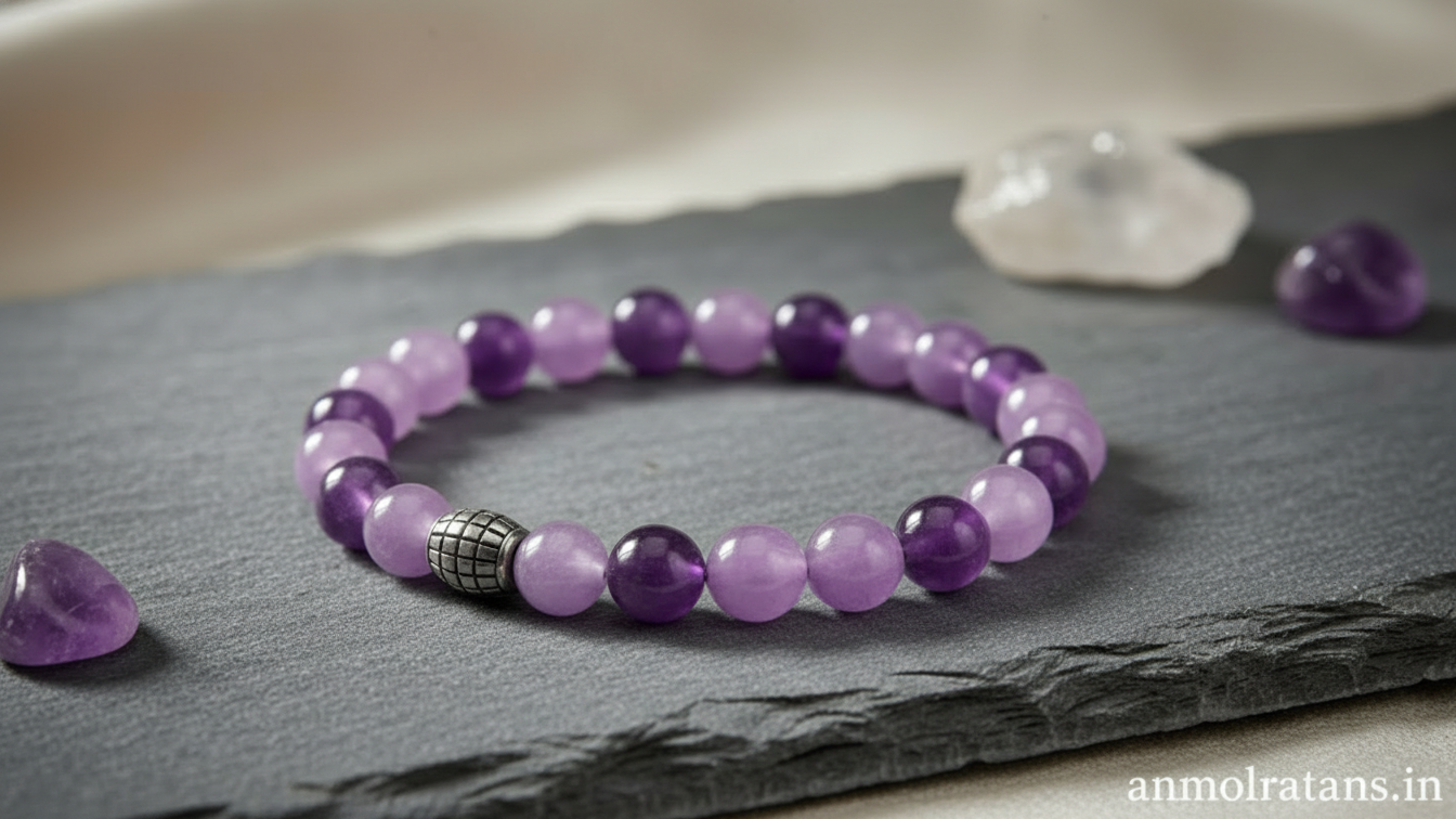 Amethyst Bracelet for Stress Relief, Calm Mind & Mental Peace
