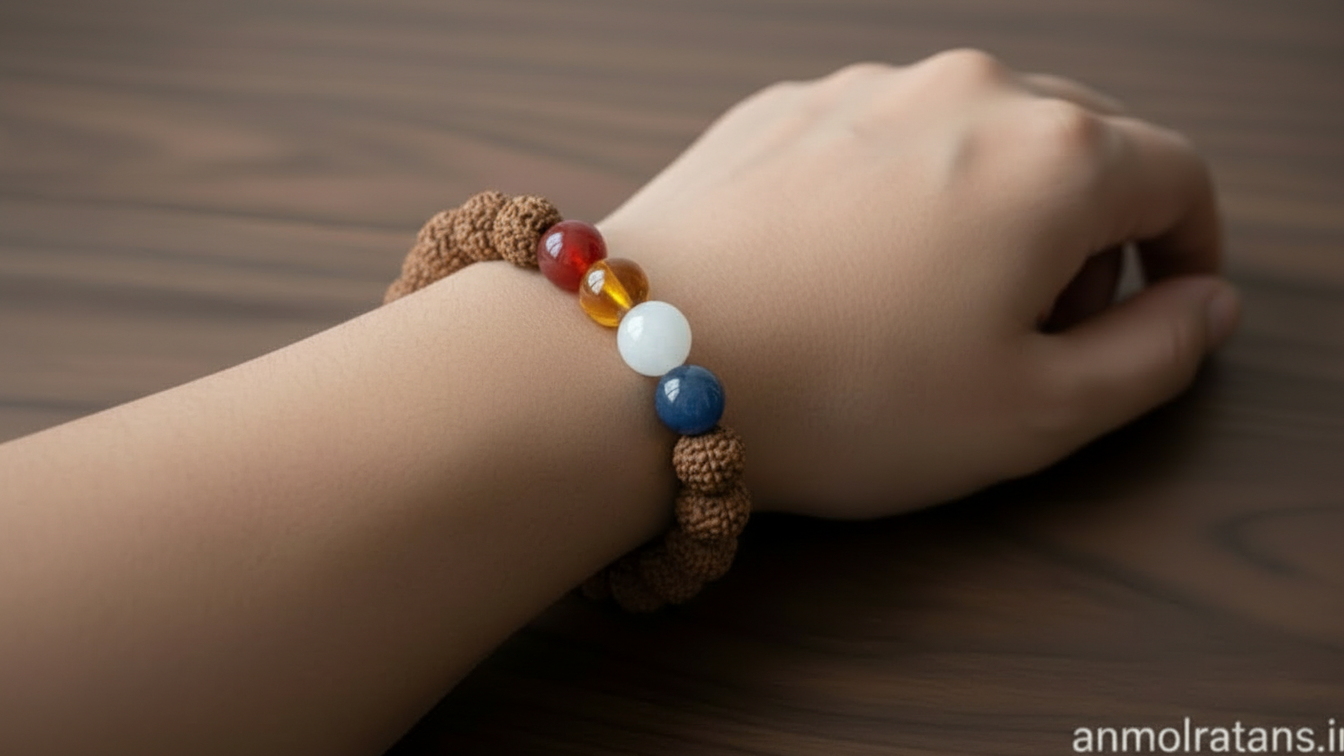 Navratna Rudraksha Bracelet for Protection, Balance & Overall Well-Being